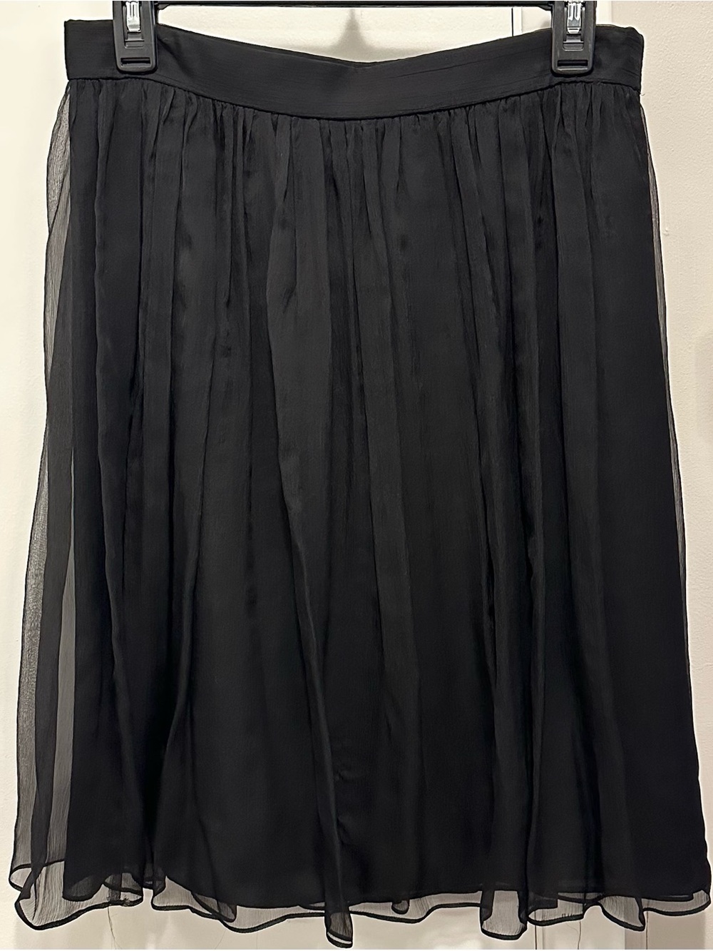 Vintage Helen Wang Black Pleated 100% Silk Lined Midi Skirt 4 Made in USA